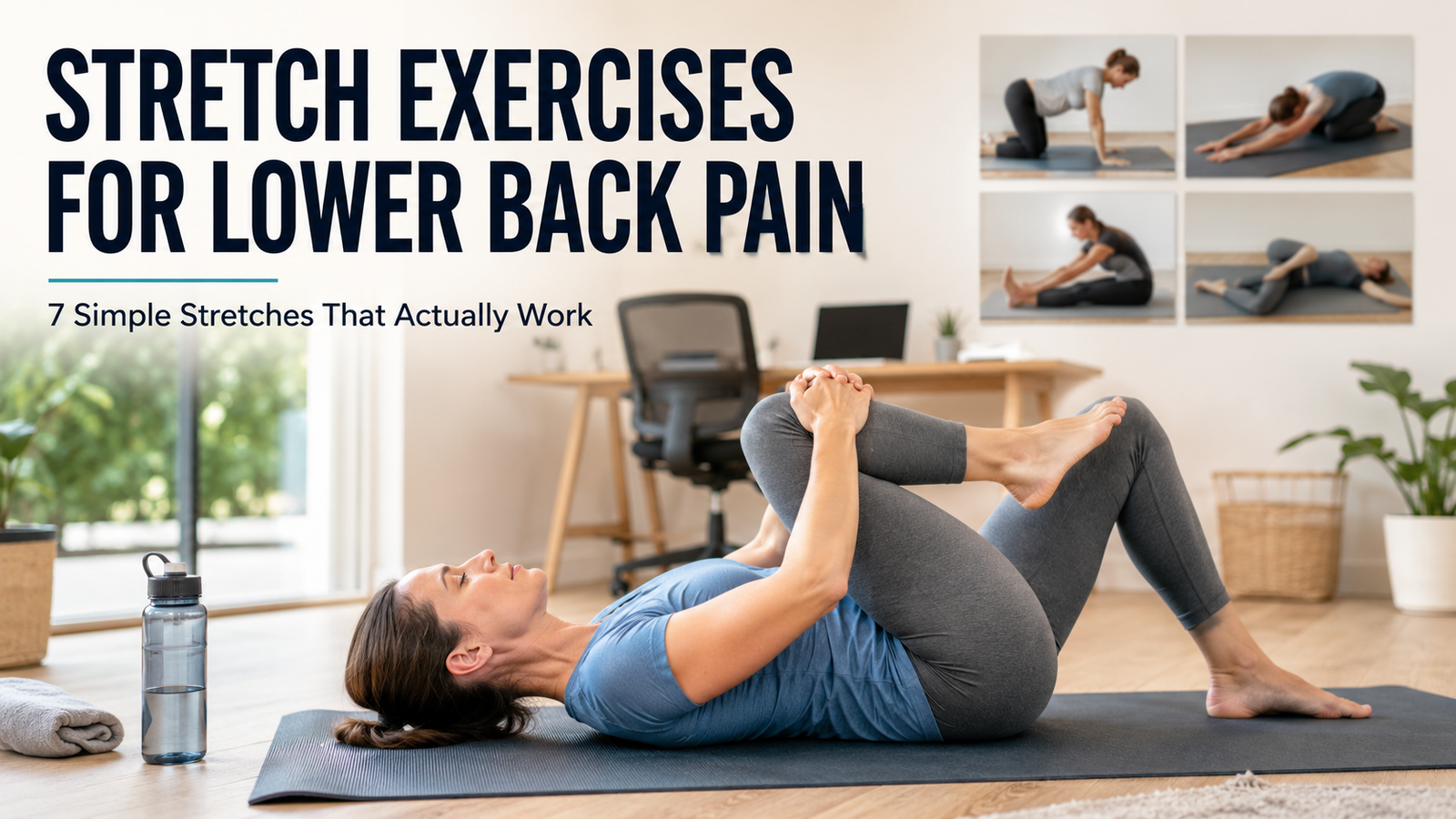 Stretch exercises for lower back pain with simple movements to improve flexibility and relieve discomfort