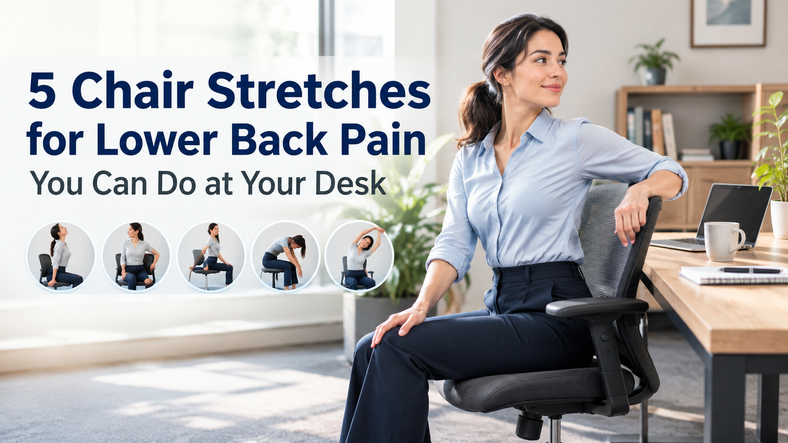 Five chair stretches for lower back pain that can be done while sitting at a desk