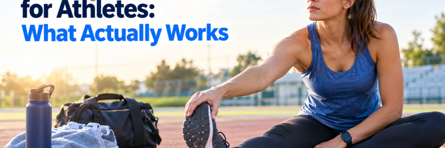 Athlete warming up and stretching before exercise, demonstrating practical injury prevention techniques such as proper form, mobility, and recovery.