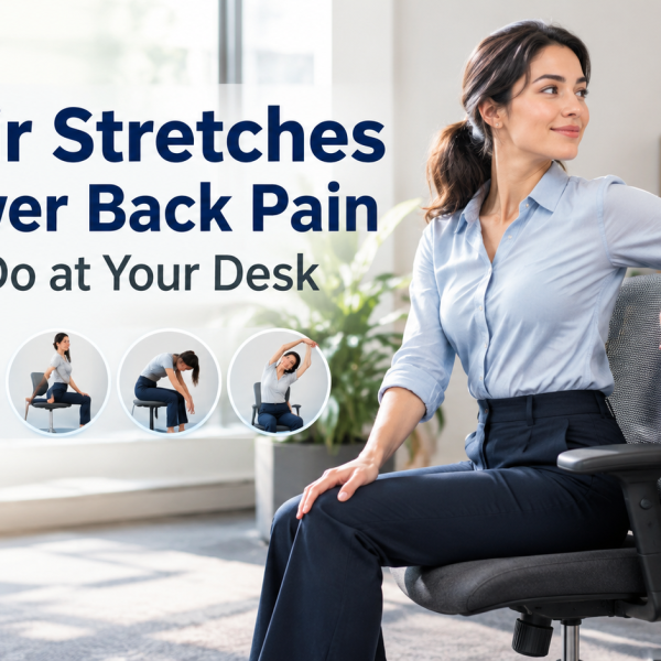 Five chair stretches for lower back pain that can be done while sitting at a desk