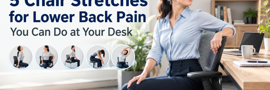 Five chair stretches for lower back pain that can be done while sitting at a desk