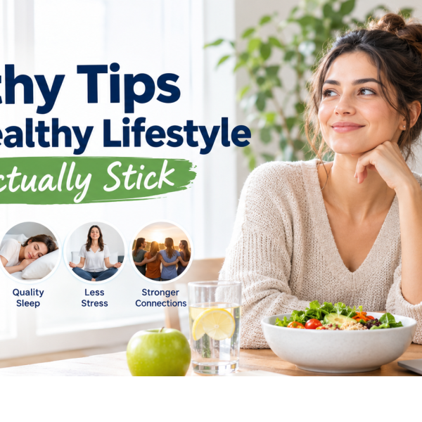 Healthy lifestyle tips featuring simple, sustainable habits for better everyday health and well-being