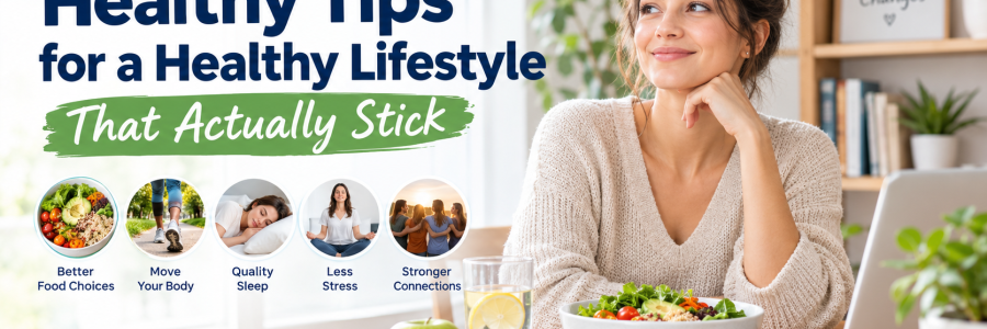 Healthy lifestyle tips featuring simple, sustainable habits for better everyday health and well-being